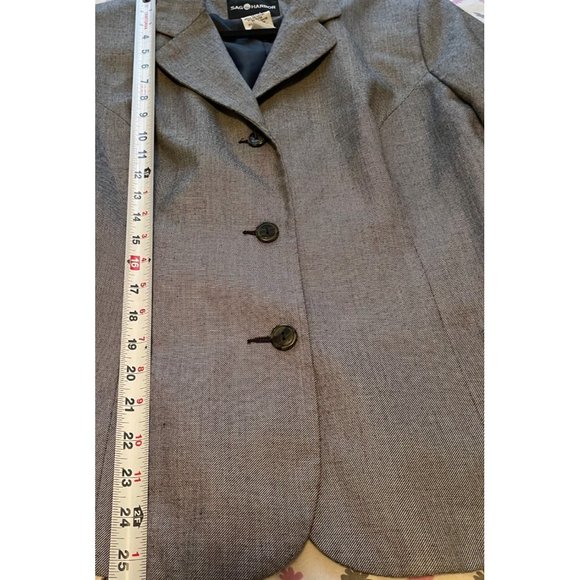 Sag Harbor Light weight Blazer size 14 short  button close gray zig zag knit - Picture 5 of 7